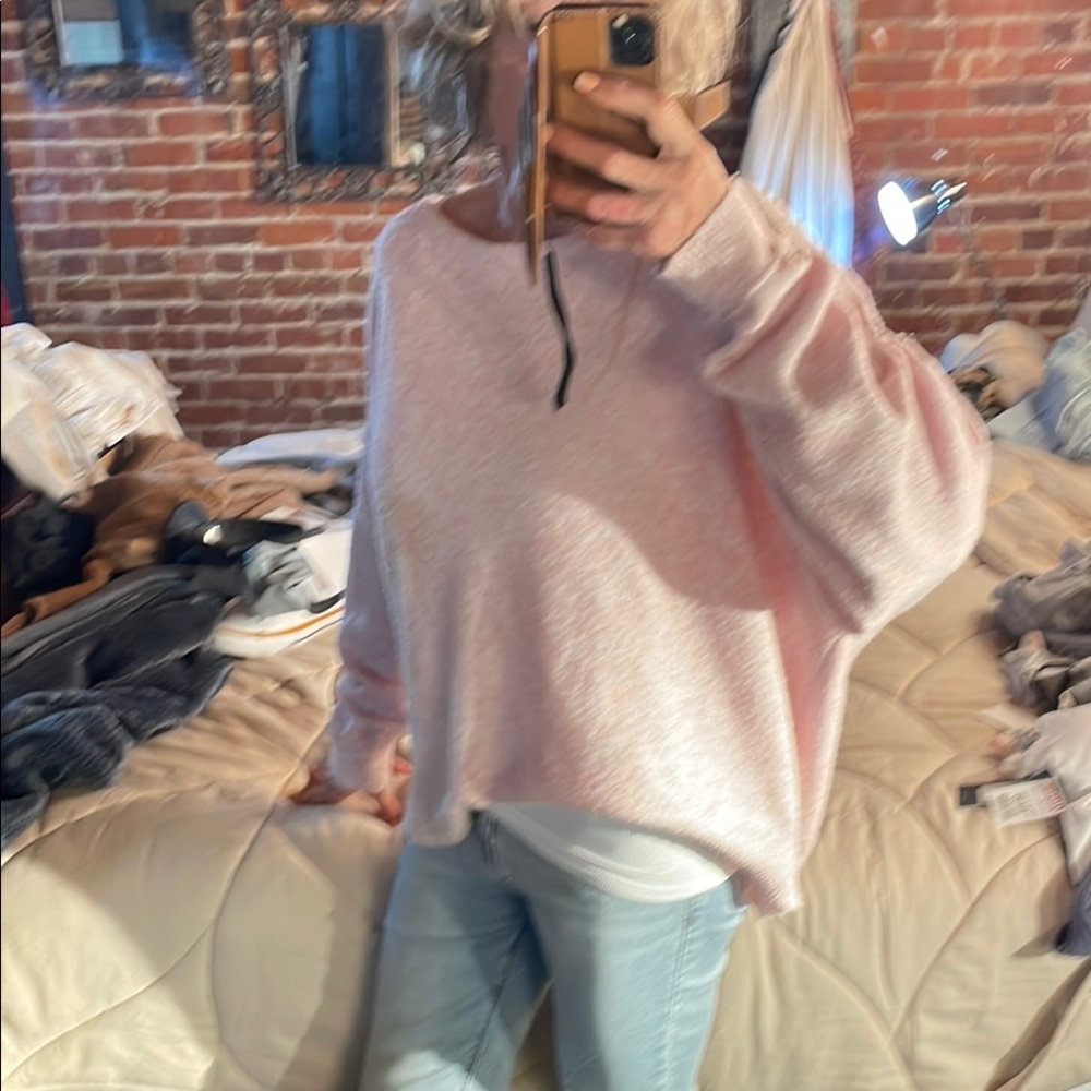 American Eagle Outfitters Pink Off-the-Shoulder Sweater
